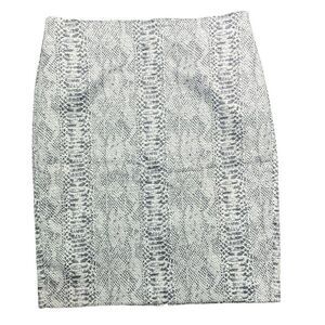 Ann Taylor Cream Gray Reptile Snake Print Midi Skirt Women's Size 12